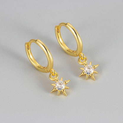 Geometric Star Earrings with Gem Accents