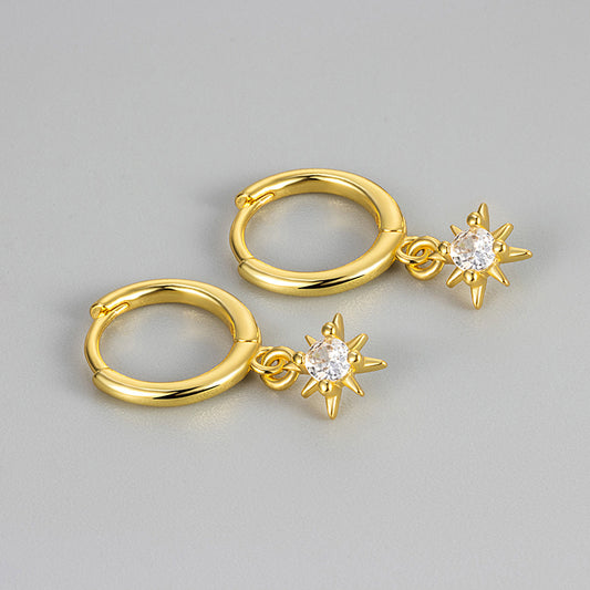 Geometric Star Earrings with Gem Accents