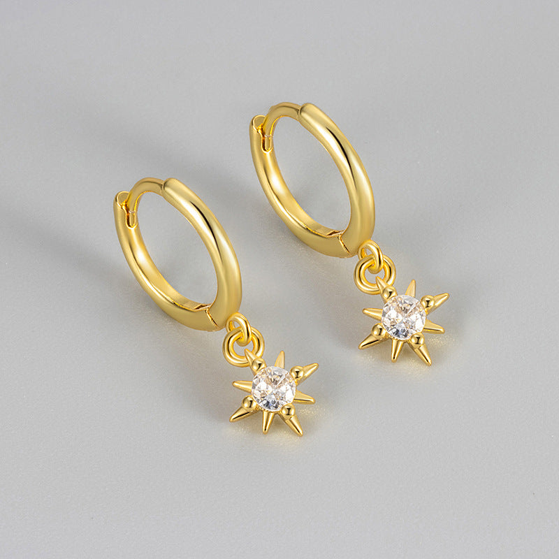 Geometric Star Earrings with Gem Accents
