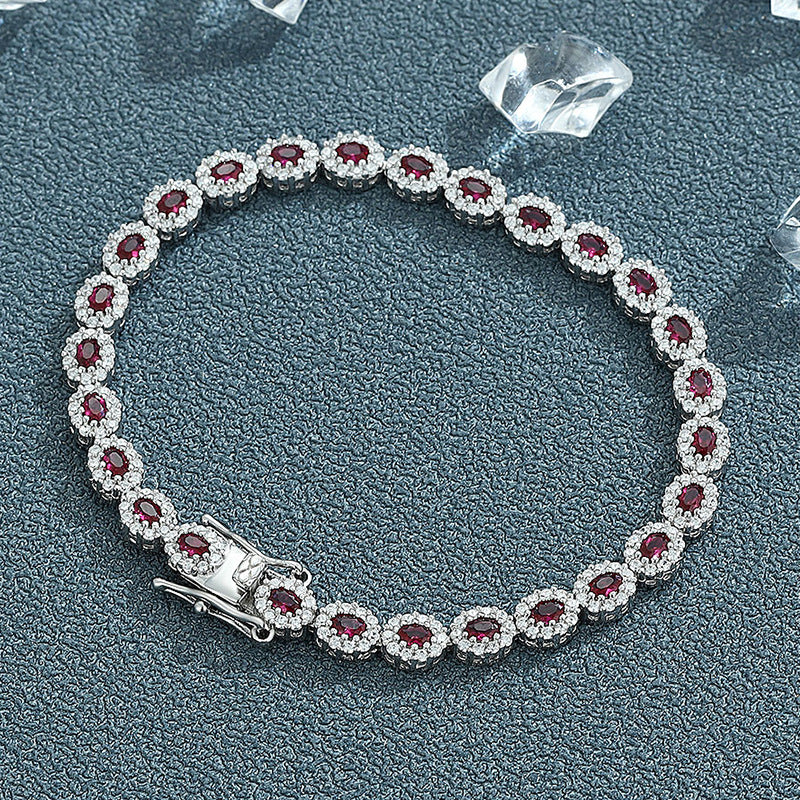 Geometric Synthetic Spinel Sterling Silver Bracelet