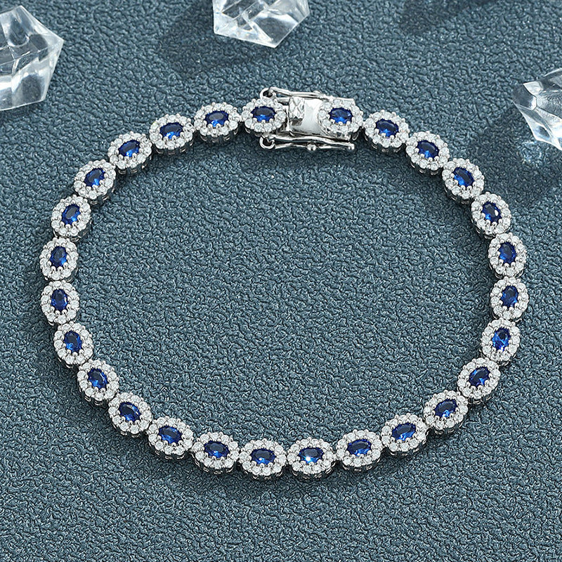 Geometric Synthetic Spinel Sterling Silver Bracelet