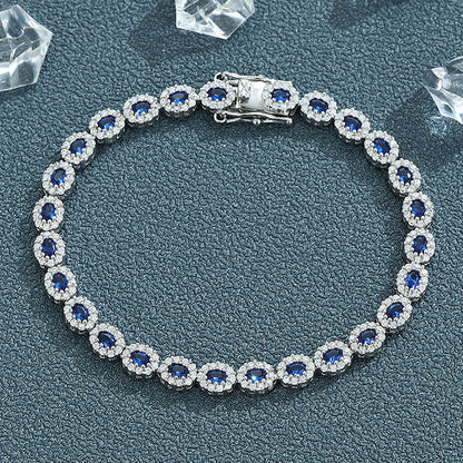 Geometric Synthetic Spinel Sterling Silver Bracelet