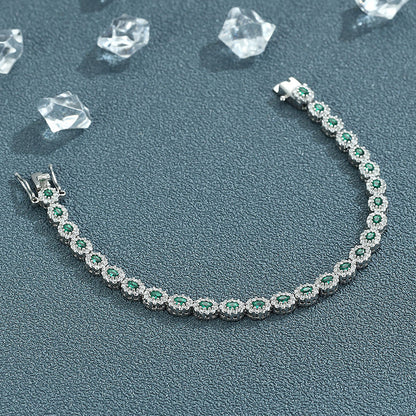 Geometric Synthetic Spinel Sterling Silver Bracelet