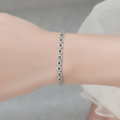 Geometric Synthetic Spinel Sterling Silver Bracelet