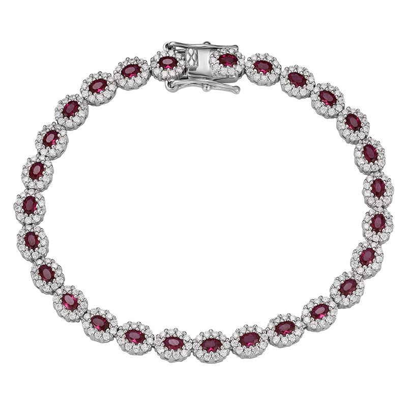 Geometric Synthetic Spinel Sterling Silver Bracelet