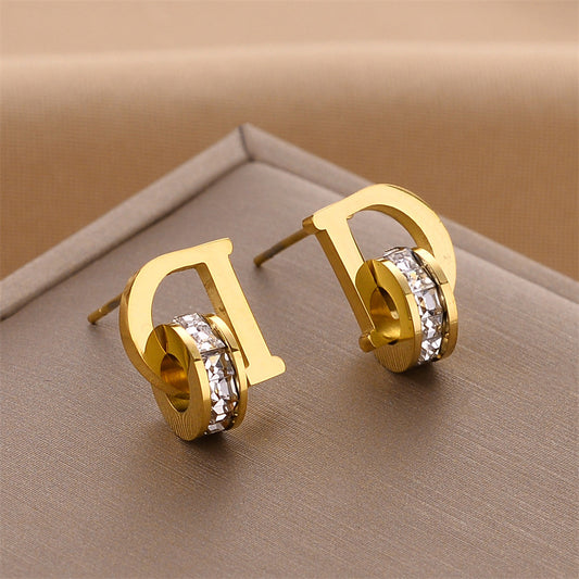 Geometric Titanium Steel Earrings with Stainless Steel Posts