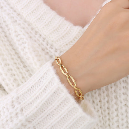 Geometric Titanium Steel Gold Plated Jewelry Set