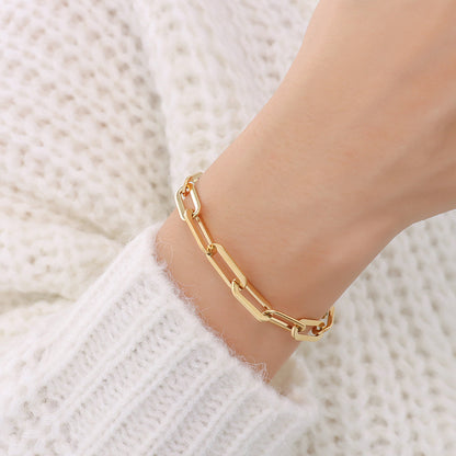 Geometric Titanium Steel Gold Plated Jewelry Set