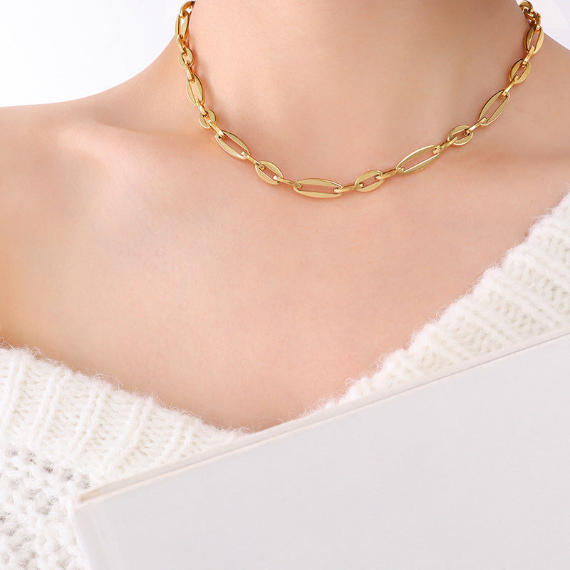 Geometric Titanium Steel Gold Plated Jewelry Set