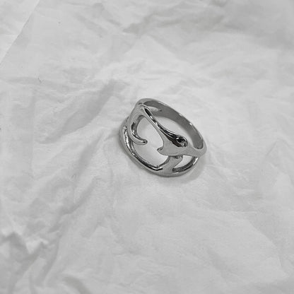 Geometric Titanium Steel Hollow Ring