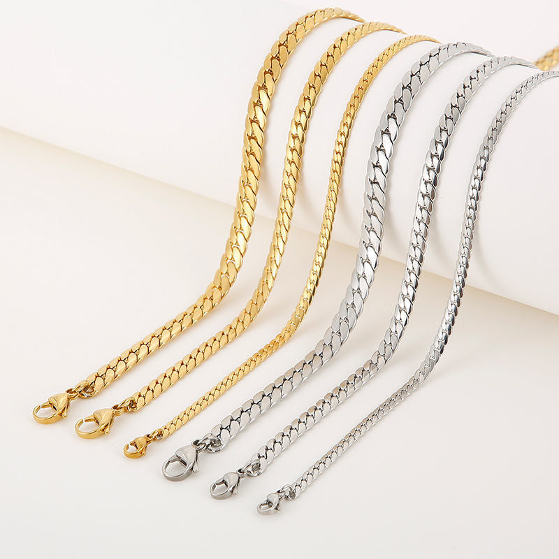 Geometric Titanium Steel Necklace Unisex Water Whip Chain