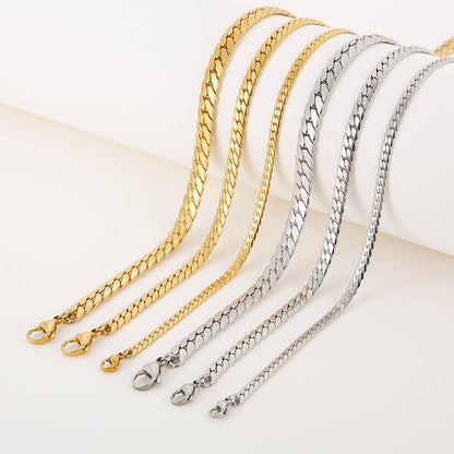 Geometric Titanium Steel Necklace Unisex Water Whip Chain