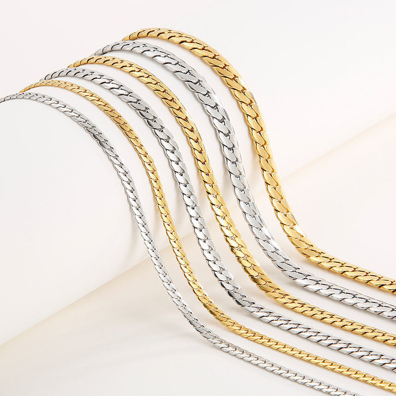 Geometric Titanium Steel Necklace Unisex Water Whip Chain