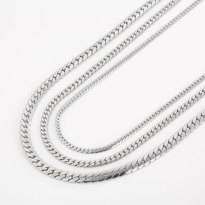 Geometric Titanium Steel Necklace Unisex Water Whip Chain