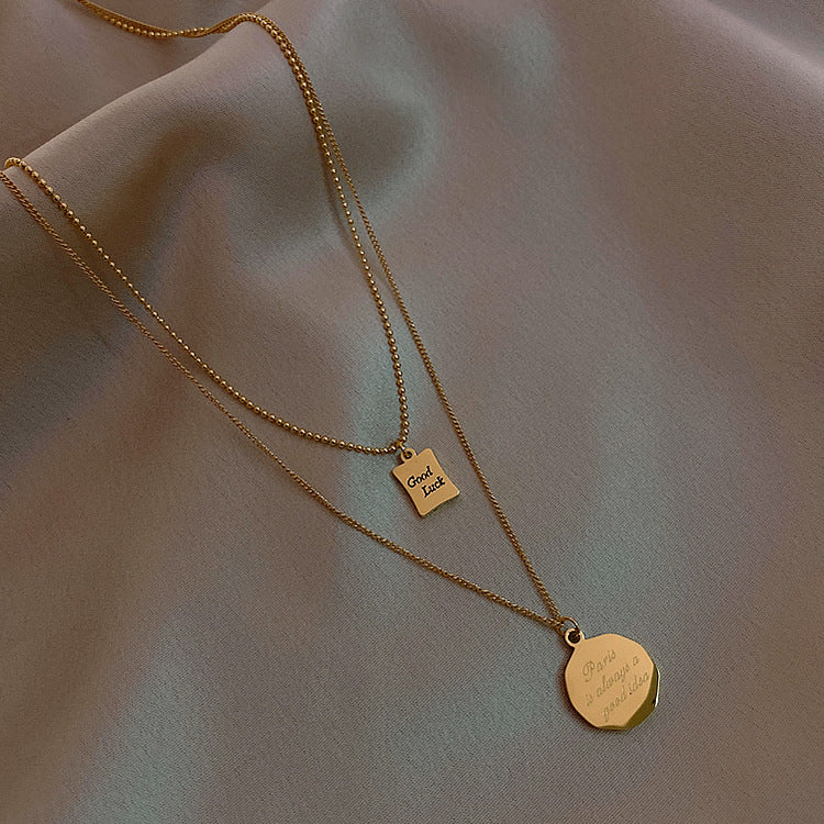 Geometric Titanium Steel Pendant Necklace for Women