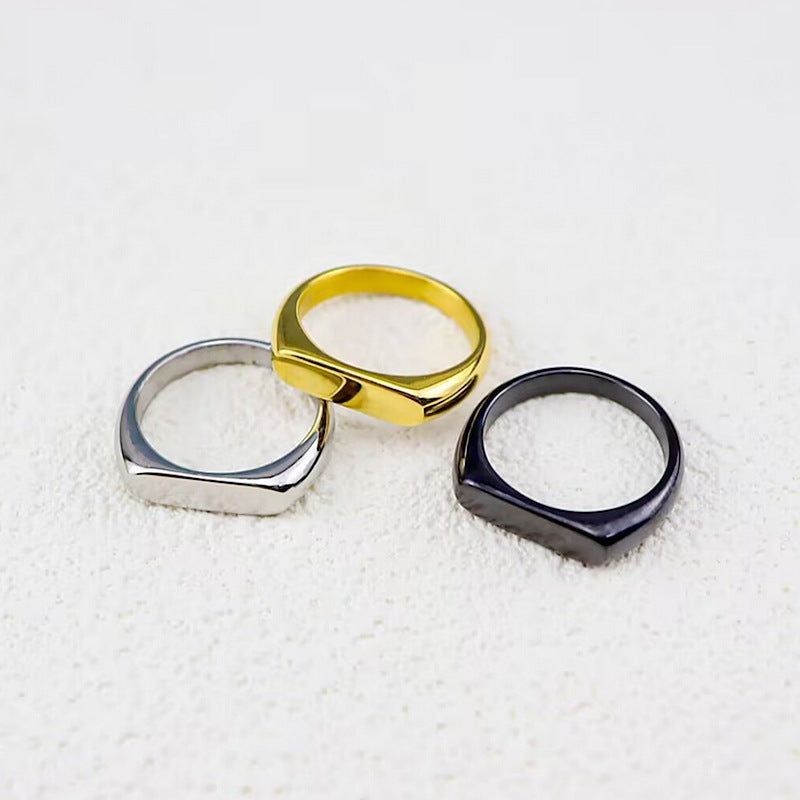Geometric Titanium Steel Ring