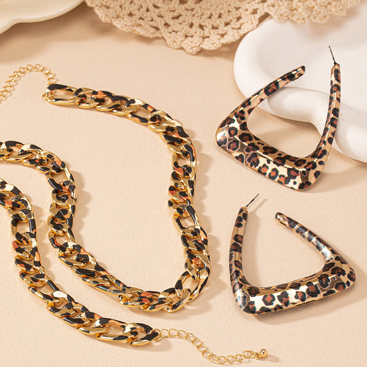 Geometric Triangle Earrings Necklace Bracelet Set