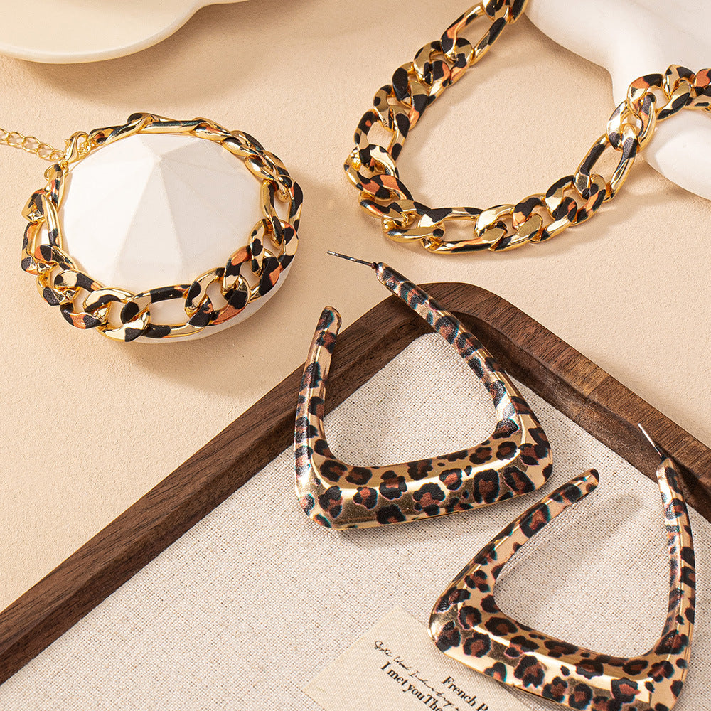 Geometric Triangle Earrings Necklace Bracelet Set