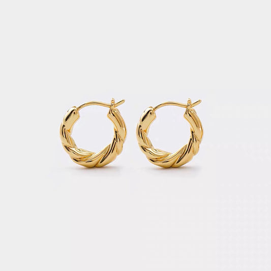 Geometric Twist Hoop Earrings S925 Silver