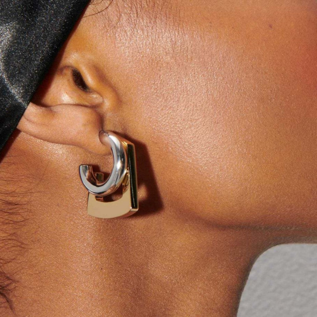 Geometric Two-Tone Double Layer Ring