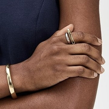 Geometric Two-Tone Double Layer Ring