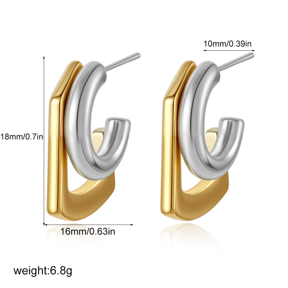 Geometric Two-Tone Double Layer Ring