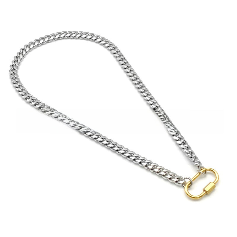 Geometric U-Shaped Cuban Chain Necklace