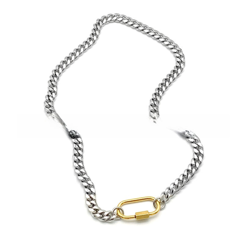 Geometric U-Shaped Cuban Chain Necklace