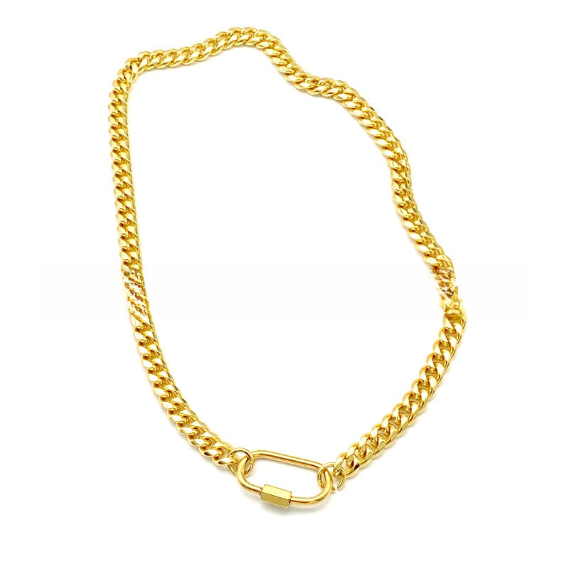 Geometric U-Shaped Cuban Chain Necklace