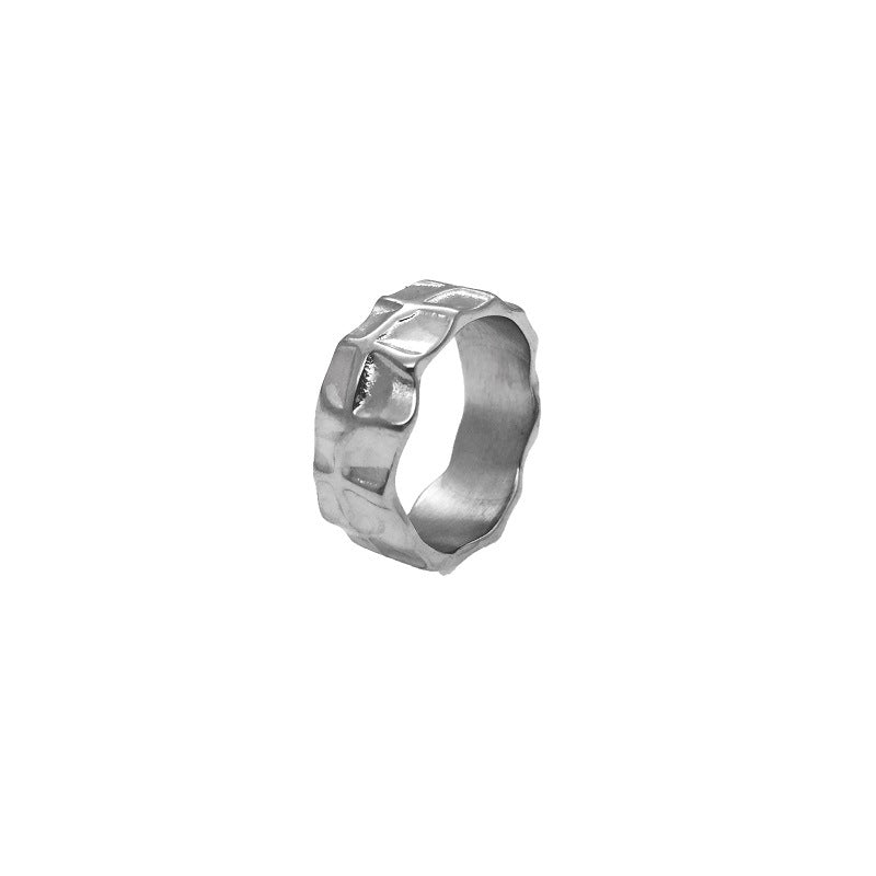 Geometric Wave Texture Titanium Steel Ring