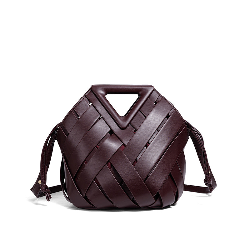 Geometric Woven Handbag with Magnetic Closure