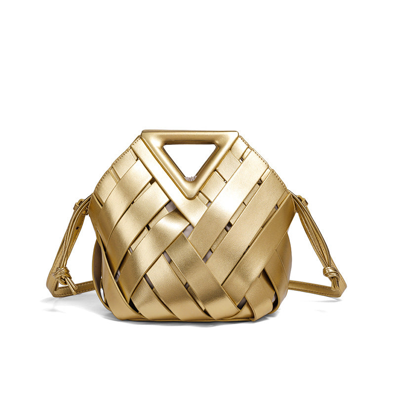 Geometric Woven Handbag with Magnetic Closure