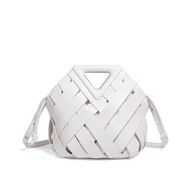 Geometric Woven Handbag with Magnetic Closure