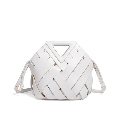 Geometric Woven Handbag with Magnetic Closure