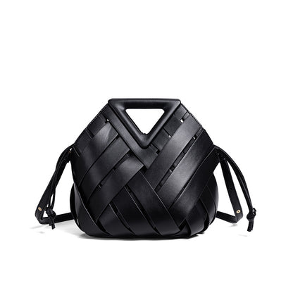 Geometric Woven Handbag with Magnetic Closure