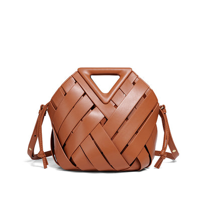 Geometric Woven Handbag with Magnetic Closure