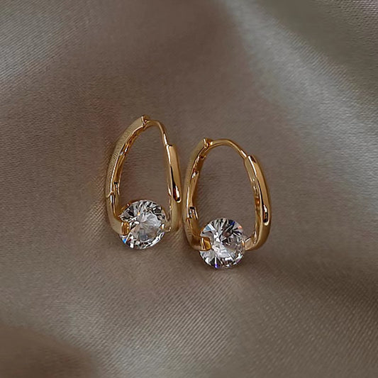 Geometric Zircon Inlay Earrings