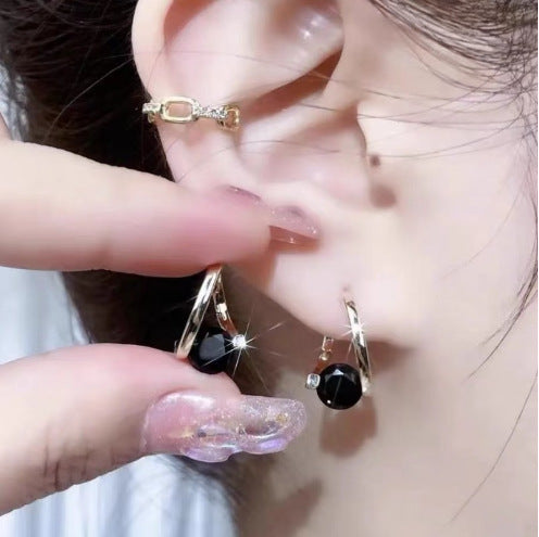 Geometric Zircon Inlay Earrings