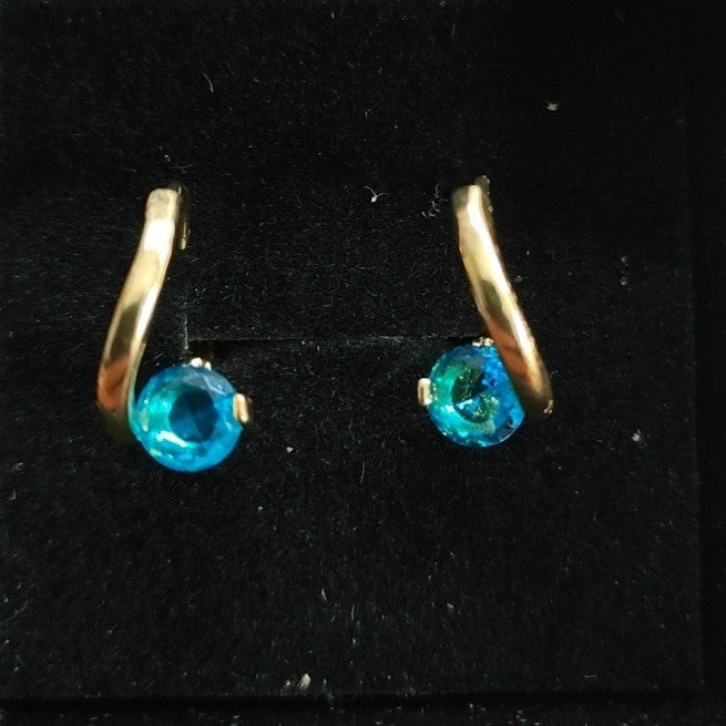 Geometric Zircon Inlay Earrings