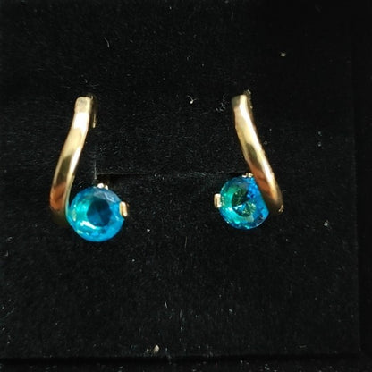 Geometric Zircon Inlay Earrings
