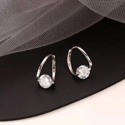 Geometric Zircon Inlay Earrings
