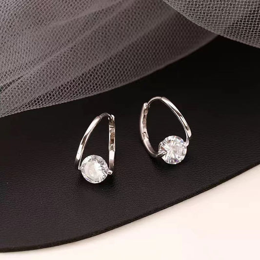 Geometric Zircon Inlay Earrings