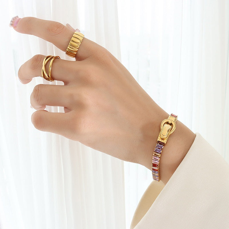 Geometric Zircon Magnetic Clasp Bracelet