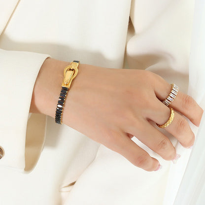 Geometric Zircon Magnetic Clasp Bracelet