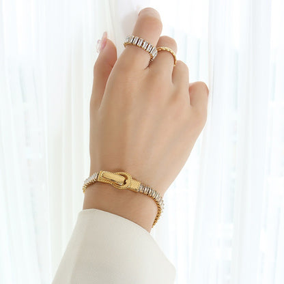 Geometric Zircon Magnetic Clasp Bracelet