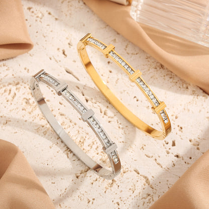 Geometric Zircon Opening Bracelet