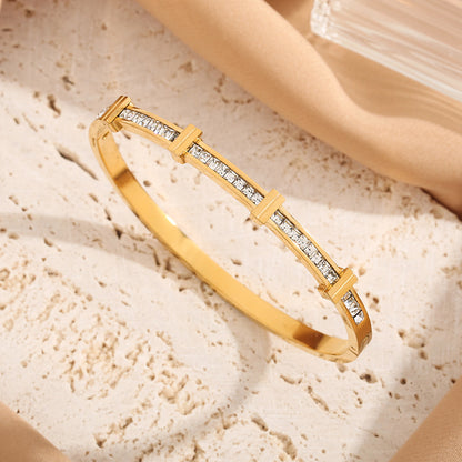Geometric Zircon Opening Bracelet
