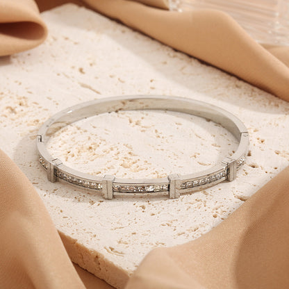 Geometric Zircon Opening Bracelet