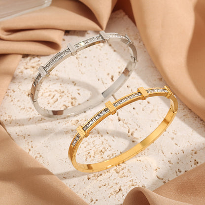 Geometric Zircon Opening Bracelet