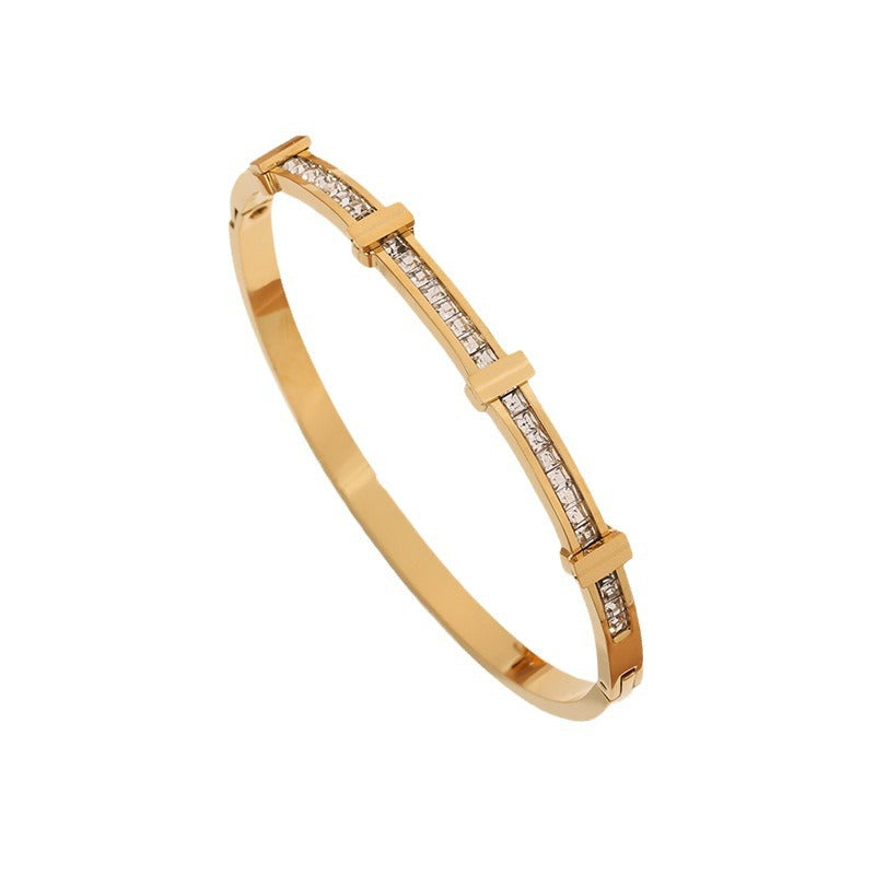 Geometric Zircon Opening Bracelet